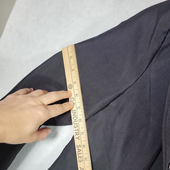 Sam Edelman Black Jacket Coat Long, Alligator Print Lining, Knit Collar, XS - Picture 9 of 15